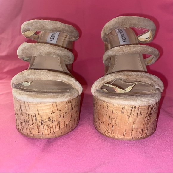 Steve Madden Tan Suede Strap Wedge Espadrille Platform Sandal High Heel 7 Women - Picture 6 of 16